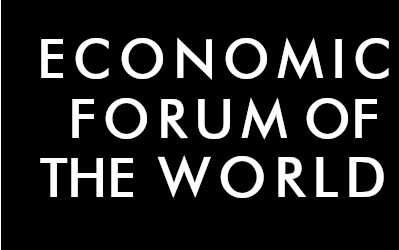 ECONOMIC FORUM OF THE WORLD LOGO. ABSTRACT GLOBE PICTURE WITH NAME OVER IT.FOR BLACK SCREEN