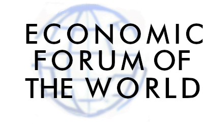 ECONOMIC FORUM OF THE WORLD LOGO. ABSTRACT GLOBE PICTURE WITH NAME OVER IT.